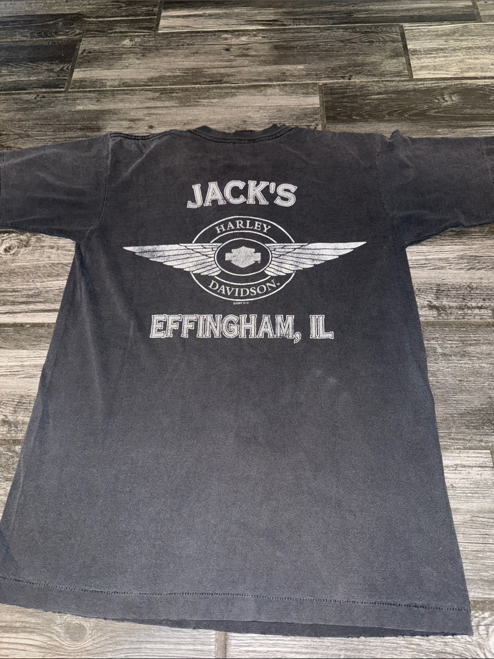 Harley-Davidson Black Graphic single stitch - Jack's Effingham IL vintage medium